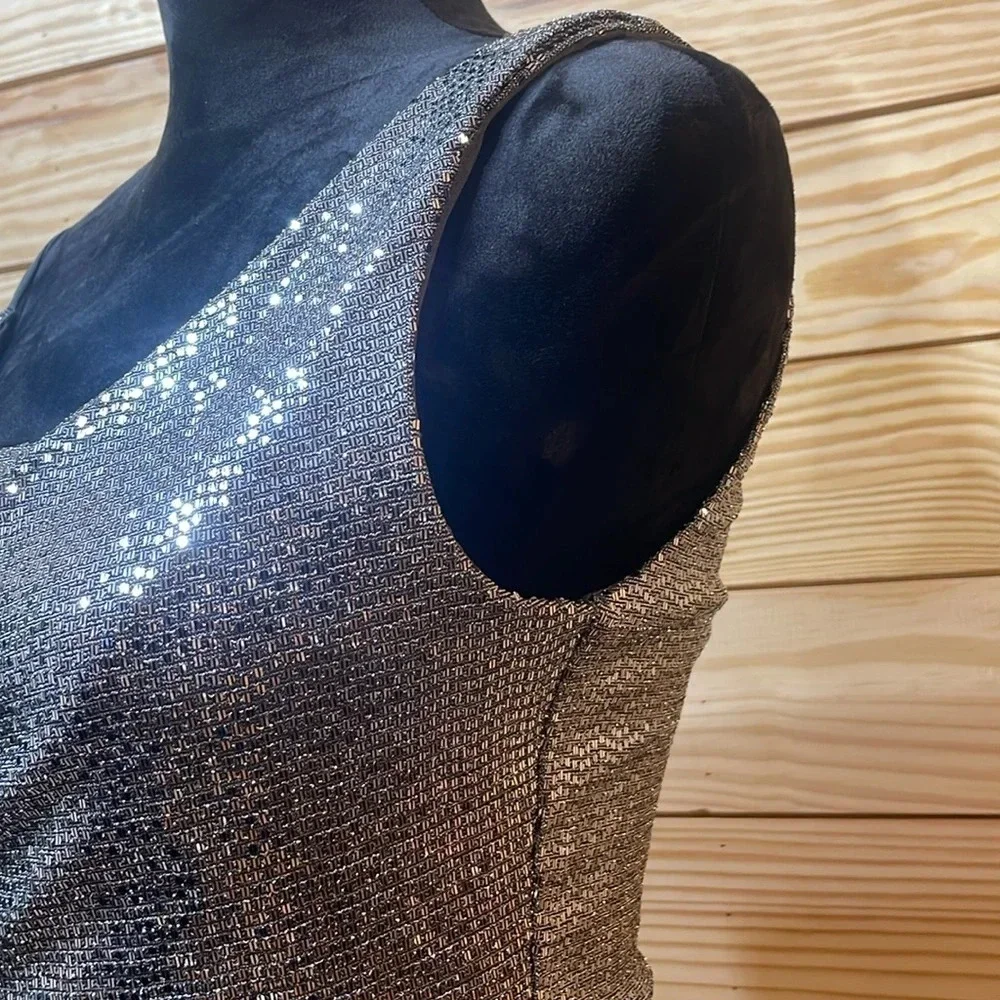 Wendye Chaitin Silver Sequin Size Medium Mini Sleeveless EUC🌟 Formal Dress - Picture 6 of 12